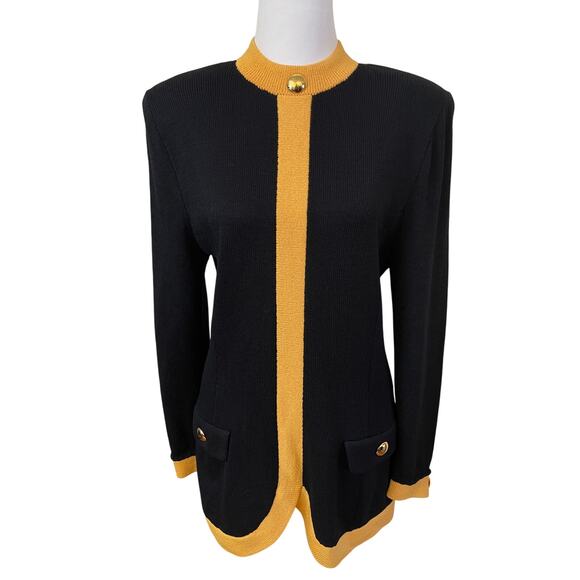 St. John by Marie Gray Tops - ST. JOHN BY MARIE GRAY Black Yellow Long Sleeve Tunic Size 12 EUC